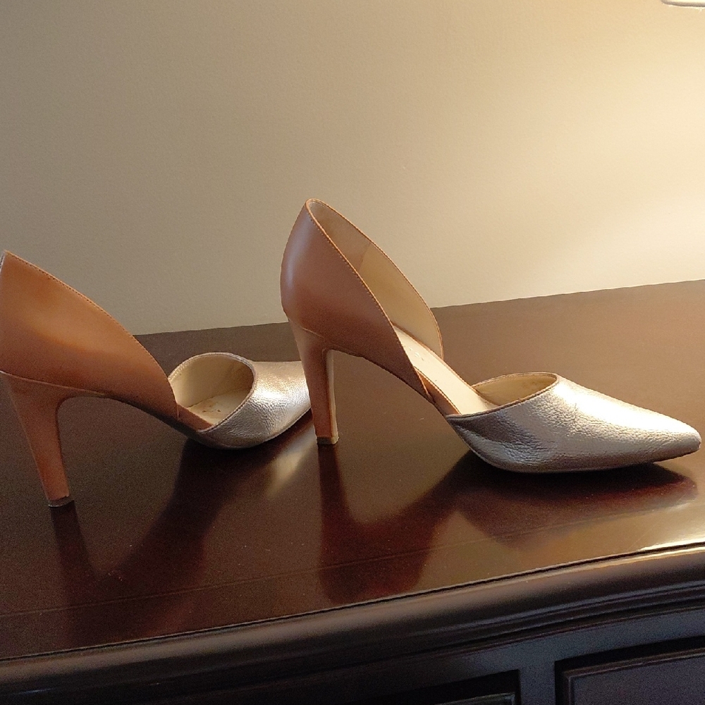 Elegant Silver and Tan Women's Heels